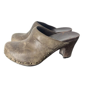 Dansko Rae Leather Studded Heeled Clog Mule Shoes EU 39/US 9 Chunky Boho Hippie